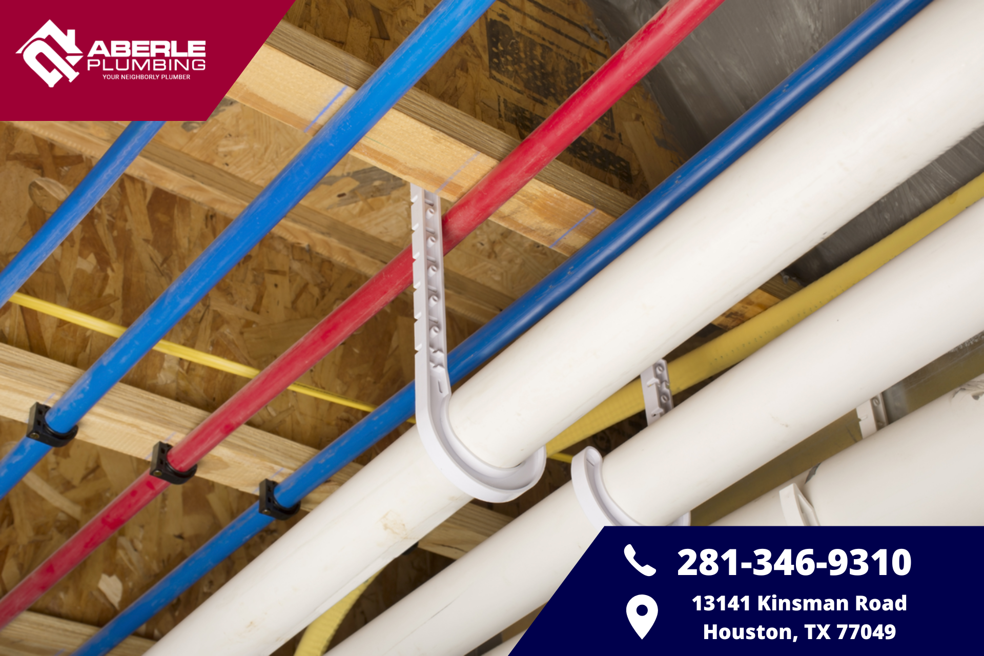PEX pipe installed in ceiling of Houston, TX home.