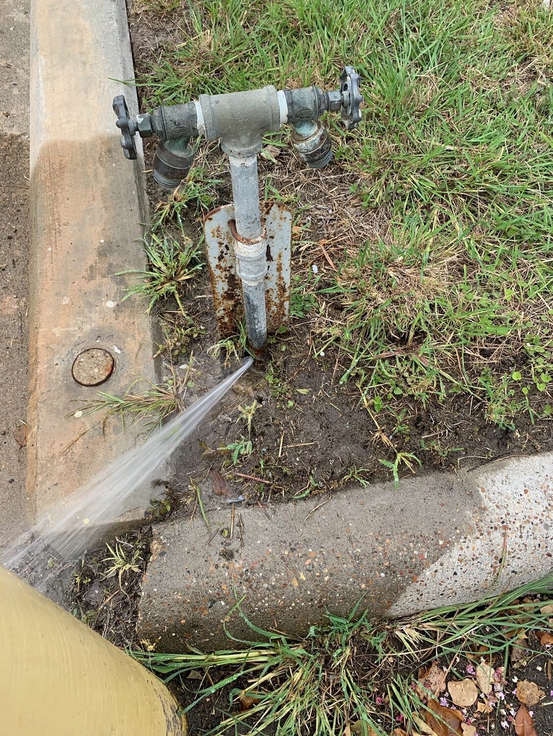 An outdoor leak.